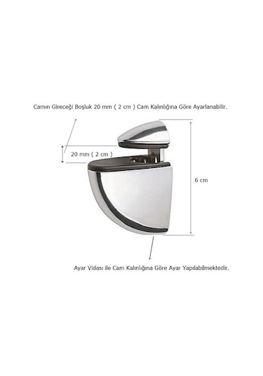 2 Adet Pelikan Cam Raf Tutucu Etejer Parlak Krom Metal Kırılmaz