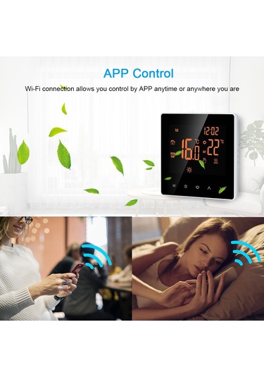 Geeroyoo Ev Okul Ofis Otel İçin 16a Dokunmatik Ekranlı 7 Gün Programlanabilir Elektrikli Isıtıcı Termostati - Turuncu Arka Işık Beyaz Tuş