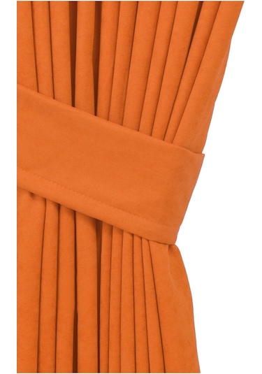 Cheap's Home Petek Dokulu Kadife Dokuma Düz Dikiş Ekstrafor Büzgü Fon Perde Oranj