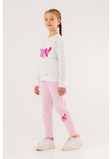 Run Baskılı 2 Ip Mevsimlik Kız-erkek Takım - Coppa -ekru-pembe - 8 Yaş Çok Renkli