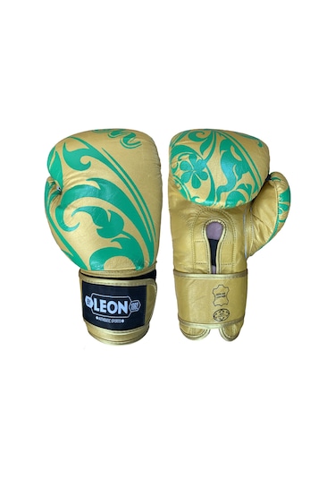 Leon Flower Deri Kick Boks Ve Muay Thai Eldiveni Altın Sarısı Altın