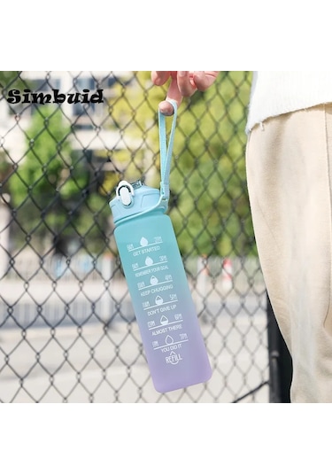 600ml/750ml/1000ml Spor Şişesi Zaman Ölçeği İle Açık Degrade Renk İçme Suyu 600ml Green-d 600ml To 1000ml 600ml Green-d