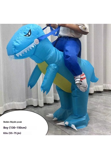 Unicomlifeerp Dinoşarj Kıyafetleri Çocuk Ve Yetişkin Aile Spor Etkinliği Kukla Yürüyüş Kostümleri Cadılar Bayramı Çocuk Gösteri Kostümleri Mavi 8-13