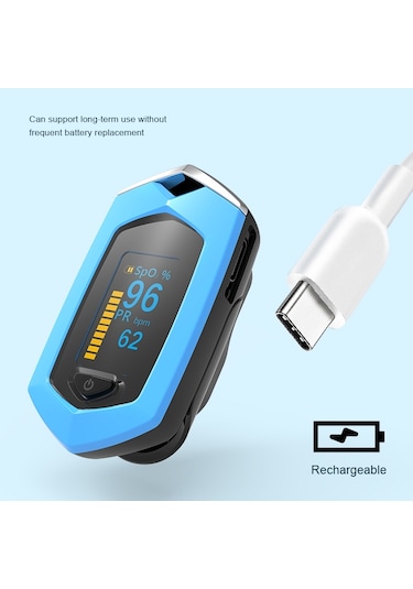 Sones Taşınabilir Pulsioximetro Parmak Spo2 Nabız Oksimetresi Mavi