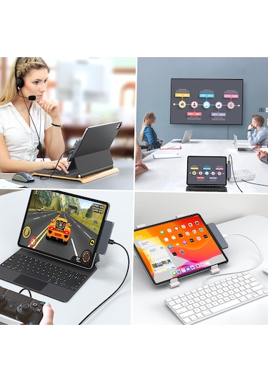 Springsun İpad Uyumlu Pro 2018 İçin 6-1 Usb-c Hub: 4k Hdmı, 60w Pd Şarj, Usb 3.0, Sd/tf Kart Okuyucu, 3.5mm Ses Portu - Alüminyum Gümüş