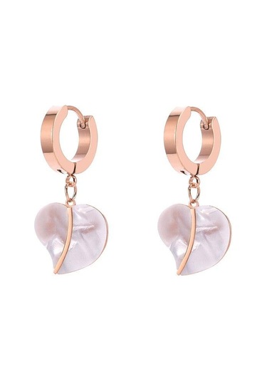 Gül Altın Yeni 316l Paslanmaz Çelik Lüks Takı Avrupa Amerikan Zarif Doğal Kabuk Yaprak Asılı Damla Küpe Kadınlar Için