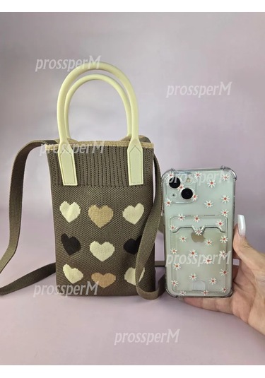 Prossperm Küçük Çapraz Omuz Örgü Telefon Çantası 292978709 Kahverengi