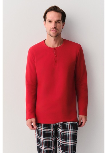 Suwen Robert Erkek Pijama Takımı Sh263066601352 Lacivert Ekose