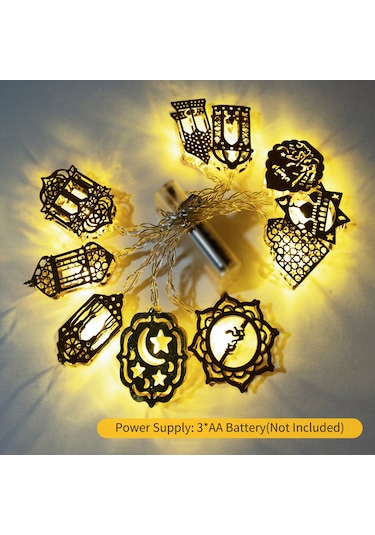 Yaozixa Ramazan Bayramı 1.6m 10 Led Sabit Aydınlatma Demir Çalışma Kalesi Şekilli Dekoratif Işık Zinciri Pil Dahil Değil Ilık Beyaz