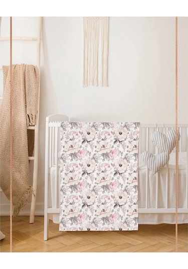 Sones Yeni Doğan Bebek Üç Parçalı Kundak Atkı Şapka Kafa Bandı Çiçek-4 Çok Renkli