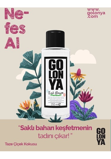 Golonya Taze Çiçek Kokulu Cam Şişe Kolonya 250 ML