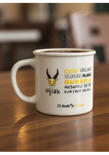 Oğlak Burcu Porselen Kupa Bardak 250cc Beyaz