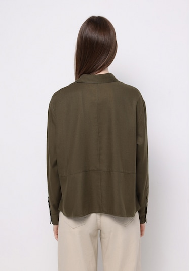 Colins Relax Fit Shirt Neck Düz Kadın Yeşil Uzun Kol Gömlek Cl1077319 Q1.v1 Kha Haki