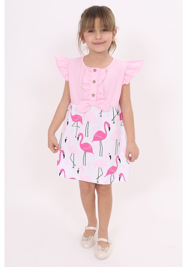 Toontoy Kız Çocuk Baskılı Elbise Orkide