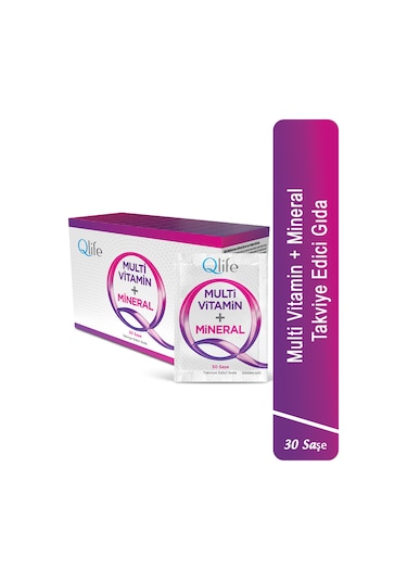 Qlife Multivitamin Mineral Ahududu Aromalı 30 Saşe