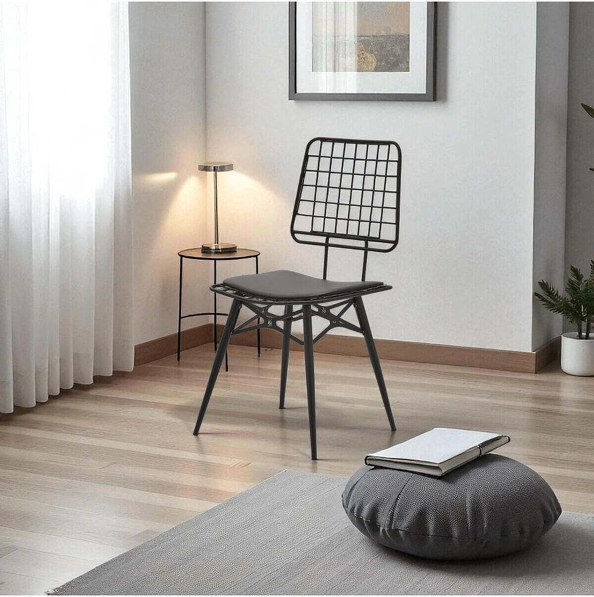 Dengema Rio S19 Kolsuz Sandalye Siyah Dokuma Kumaş, Metal Siyah Ayak Siyah