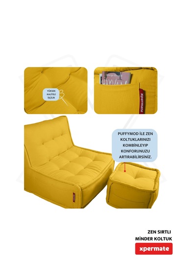 Xpermate Zen Sırtlı Minder İskandinav Tarzı Minder 80x60 Sarı