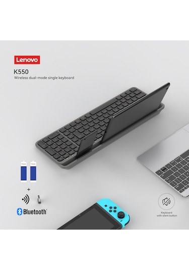 K550 Tablet Standlı Bluetooth + 2.4 Ghz Kablosuz Dual Modlu Sessiz Klavye