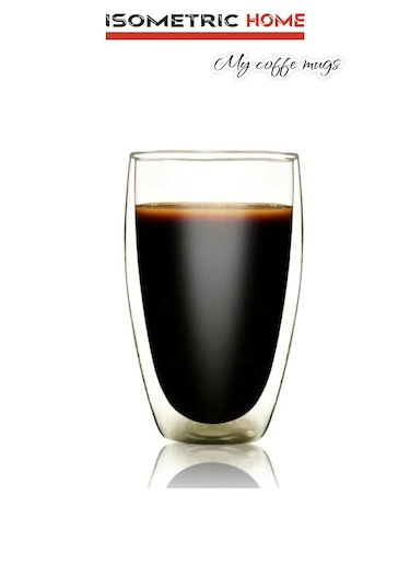 2 Adet Çift Camlı Çift Cidarlı Bardak 500 Ml Şeffaf