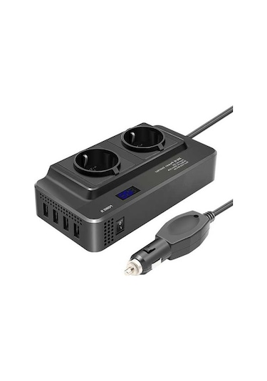 Wondernest Dc12v 200w Ac220v Araba Akıllı Çok Fonksiyonlu Dijital Ekran İnvertör Ab Tak Model