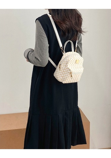 Şık Yüce Kore Kadın Sırt Çantası Beyaz