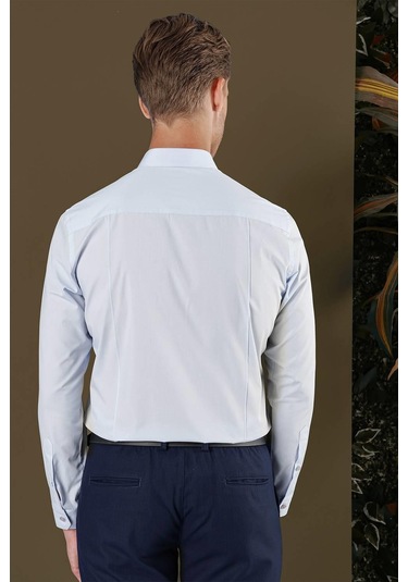 Gk 691 Slim Fit Mavi Klasik Gömlek Mavi