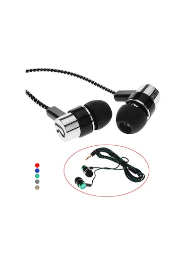 Hombey Güneşte Parlayan Fiber Kablolu Stereo Kulak İçi Kulaklık, Gürültü Engelleme, 3.5mm Bağlantı, Kaliteli Müzik Dinle, Kırmızı