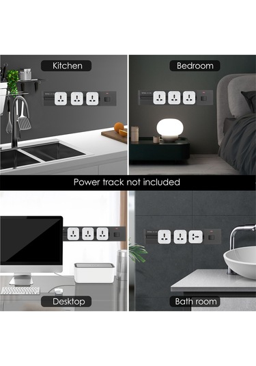 Monyee Güç Ray Sistemi İçin Uçaklı 3-pin Evrensel Soket, Akrilik Malzeme, Esnek Kullanim, Gümüş Renk Gümüş