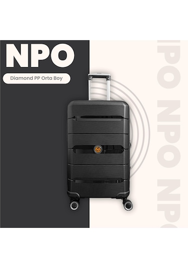 Npo Diamond Pp Polipropilen Orta Boy Kırılmaz Valiz - Siyah