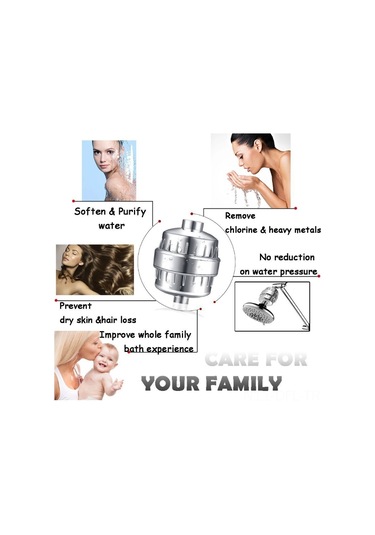 Dofolink Duş Filtresi Aktivasyonlu Karbon, Kdf Ve C Vitamini İçeren 10-15 Aşamalı Evsel Su Temizleyici Krom, Beyaz, Gümüş