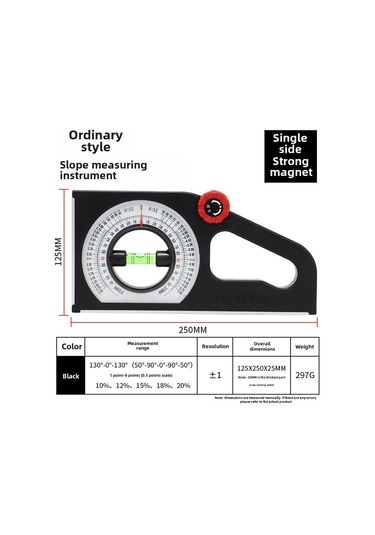Hangfox Cassilo Mühendislik Eğim Ölçer Manyetik Metal Yüzeye Tutunur Açı Ve Eğim Ölçüm Aleti Siyah Sıradan Tipi
