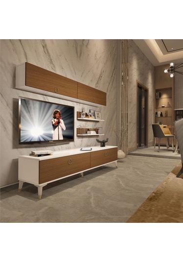 Decoraktiv Eko 5 Mdf Std Gold Tv Ünitesi Tv Sehpası Beyaz - Ceviz