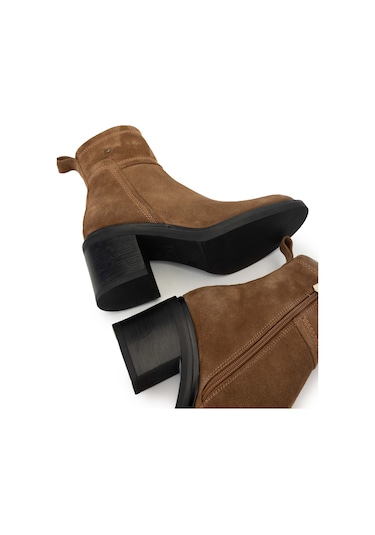 Tamer Tanca Kadın Hakiki Deri Vizon Topuklu Bot 1066 3401 Bn Bot Sk24-25 Sugero Suet Tarçın