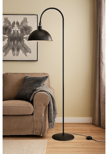 Siyah Lambader Hareketli Başlık Modern Dekoratif Metal Oturma Odası Çalışma Odası Lambası Siyah