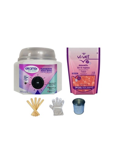 Ekamix Sir Ağda Makinesi + Vivet Granül Pudralı Ağda 1 KG + Cezve