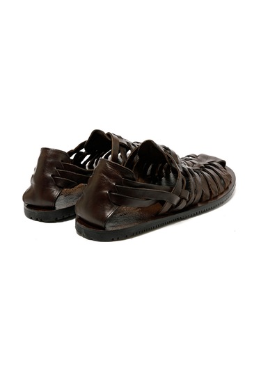 The Sandals Factory Sandalet Erkek M6579 The Sandals Factory Leather Upper Dark Brown Dark Brown