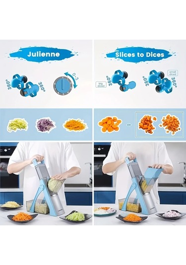 Dashanshop Genaı Cok Amaçlı Sebze Kesici Yeşil Ayarlanabilir Bıçaklı Büyük Kapasiteli Patates Rendesi Ve Doğrayıcı Mutfak Aleti 1 Parça