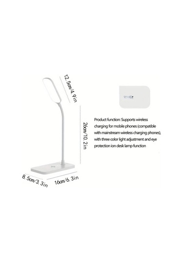 Boatshop1 Beyaz Usb Port Ve Kablosuz Sarj Pedli Modern Led Masa Lambasi Calisma Okuma Icin Katlanabilir Tasarim Yurtlar Ev Ofisler Ideal Beyaz