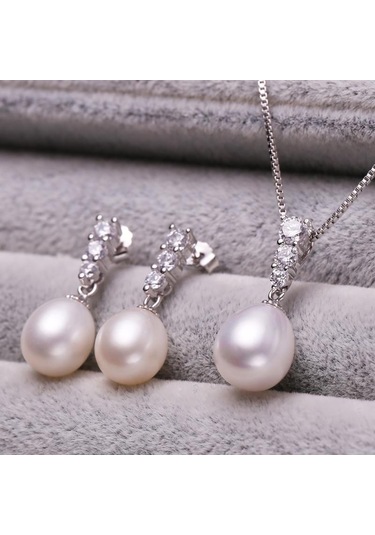 Siyah Lsooyh Klasik Doğal Tatlı Su Inci Kolye Kübik Zirkonya Uzun Küpe Inci Takı Setleri Siyah