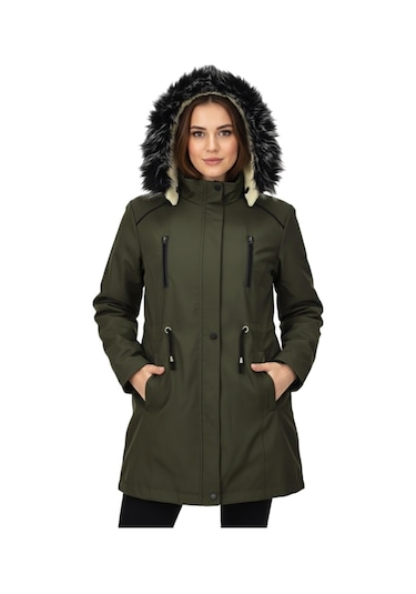 Baglan Kadın Kapüşonlu İçi Peluş Mont Bgl-st05029 Haki