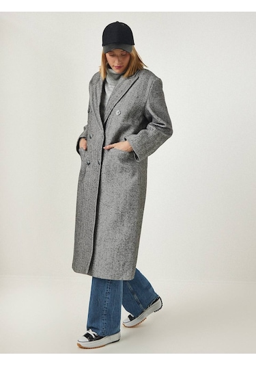Hot Fashion Kadın Kırçıllı Gri Gri - Siyah