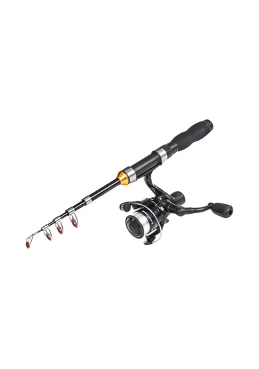 Lemestar Siyah Taşınabilir Spinning Balıkçılık Kamışı - 1.0m'den 2.3m'ye Farklı Boyutlar, Buz Ve Deniz Balıkçılığı İçin Uygun