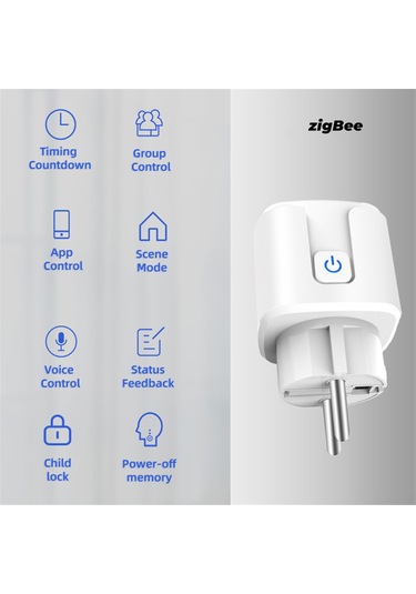 Ximistore9 Tuya Ve Smart Life Uyumlu Zigbee Akıllı Priz, 20a Güç Ölçüm, Alexa/google Asistan Kontrolü, Avrupa Fişi