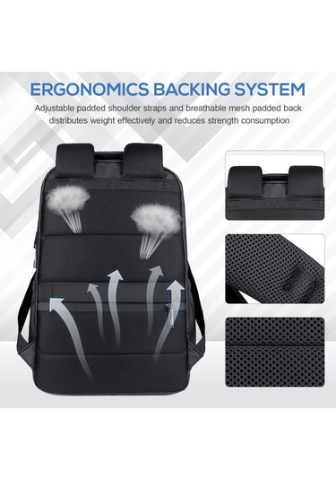 Hombey Açık Hava Çantası Dizüstü Bilgisayar Sırt Çantası Su İş Seyahat Çantası Usb Şarj Portu Hırsızlık Ö Gri