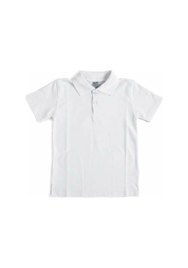 Polo Yaka Tişört Alm Kısa Kol 6-16 Yaş Çocuk Beyaz Okul Tişört/T Beyaz