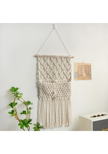 Suntek Makrome Duvar Asılı Goblen Boho Dekor Saklama Çantası