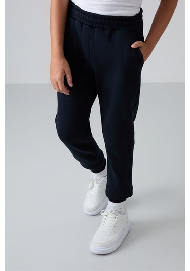 Tommy Life Lacivert Pamuklu Kalın İçi Tüylü Yumuşak Dokulu Standart Fit Nakışlı Erkek Çocuk Eşofman Alt - 1122 Lacivert