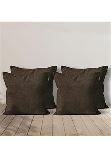 Goccia Acı Kahve-2201 Kadife Dokulu Kırlent Kılıfı 4'lü