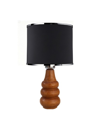 Sina Masa Abajuru Ahşap Gövde Kumaş Başlık Dekoratif Masa Lambası Gece Lambası Gümüş