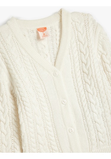 Koton Basic Triko Hırka V Yaka Düğme Detaylı Bej 5wmg90048at Ekru